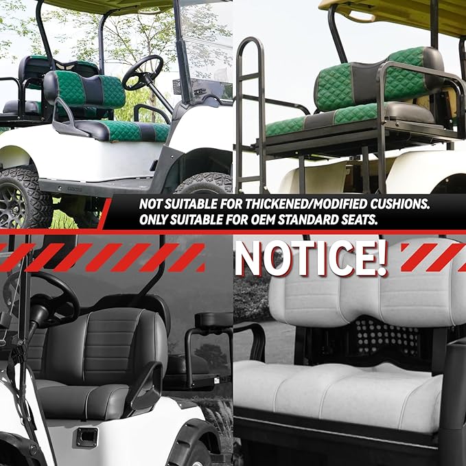 Golf Cart Front and Rear Seat Covers Waterproof and Sun Resistant Marine Grade Vinyl Leather Seat Cover Accessories for EZGO RXV 2008+, Green(4PCS)