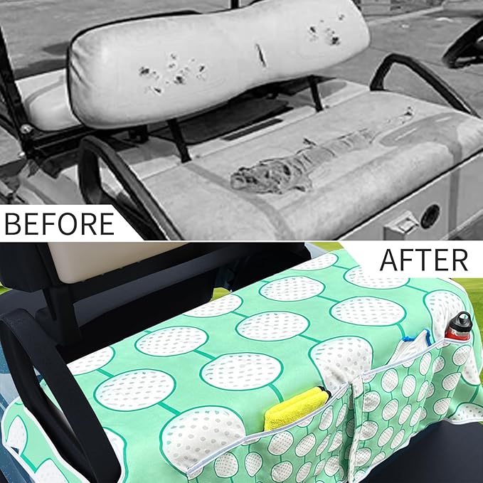 AQQA Golf Cart Seat Covers, Tropical Palm Leaf-Boho-Marble Microfiber Golf Cart Seat Blanket, Golf Blanket, Golf Accessories, Golf Cart Seat Towel Fits All 2-Seat Golf Carts, 55"x 32"