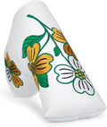 Golf Blade Putter Cover, Flower Elegant Embroidery Premium Leather Golf Blade Putter Headcover Putter Head Covers Fits Most Blade Putter