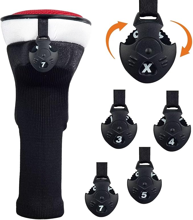Golf Club Head Cover for Driver Fairway Hybrid 3 Pcs Woods Headcovers, Golf Accessories Head Covers Set with Interchangeable No. Tags 3 4 5 7 X Golf Accessories for Men Women
