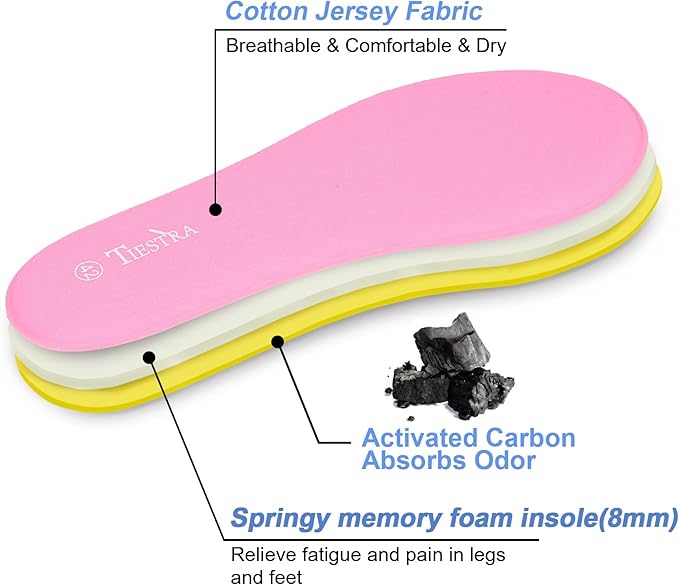 2 Pair -Shoe Inserts for Womens Memory Foam Insoles,Replacement Insoles for Work Boots Running Shoes, Cushion Shock Absorbing for Foot Pain Relief, Comfort Breathable Inner Soles Pink 40EU,US9