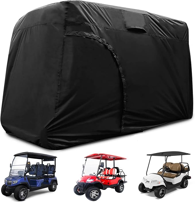 Golf Cart Cover 2/4/6 Passenger, Waterproof Golf Cart Rain Covers, Heavy-Duty All Weather Protection Cover for EZ GO Yamaha Club Car Enclosure Accessories
