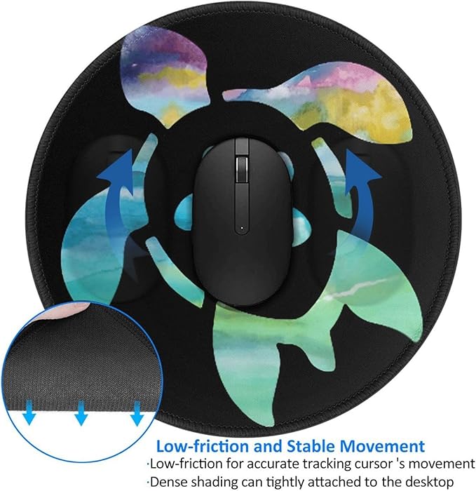 Sea Turtle Mouse Pad, Animal Flower Mouse Pads for Desk, Stitched Edge Mousepad with Non-Slip Rubber Base, Gaming Mouse Mat for Computer Laptop Home Office