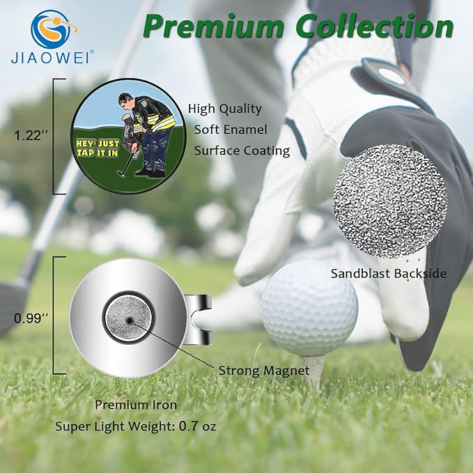 Enamel Golf Ball Marker with Magnetic Hat Clip - Funny Golf Accessories - Great Gift for Golf Lovers