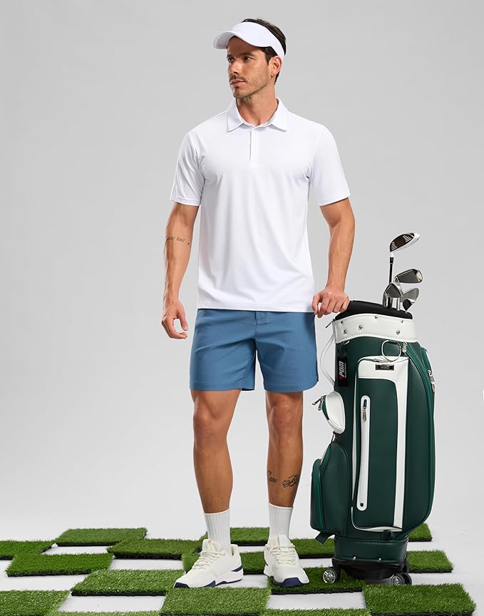 Golf Shirts Heather Polo Short Sleeve Dry Fit Lightweight Moisture Wicking Collared Shirts Casual Athletic Business