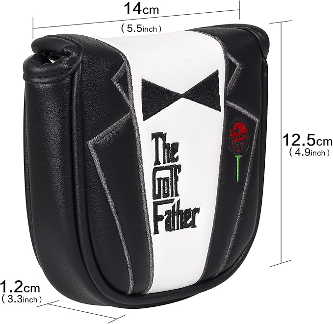 The Golf Father Golf Club Covers, Driver Fairway Hybrid Headcover, Funny Putter Cover Magnetic, Black & White Color Iron Covers,Golf Gifts for Men