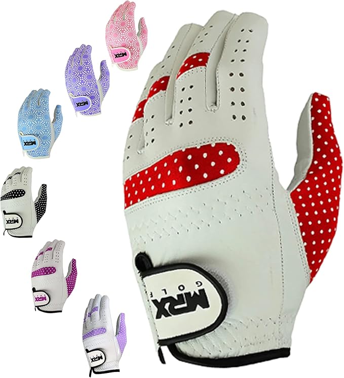 MRX Women Golf Glove Left Handed Golf Gloves Sweat Resistant Soft Cabretta Leather Regular Fit Women Golfer Glove