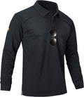 Men's Long Sleeve Polo Shirts 3 Button Down with Pocket Classic Golf Breathable Solid Color Designed Collared Casual Tee