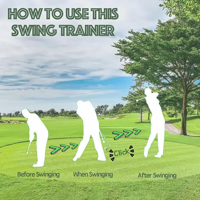 Retractable Golf Swing Trainer Right-Handed Click Stick Golf Grip Portable Grip Trainer with Click Feedback for Right Trainer Ideal for Beginners, Indoor & Outdoor Practice