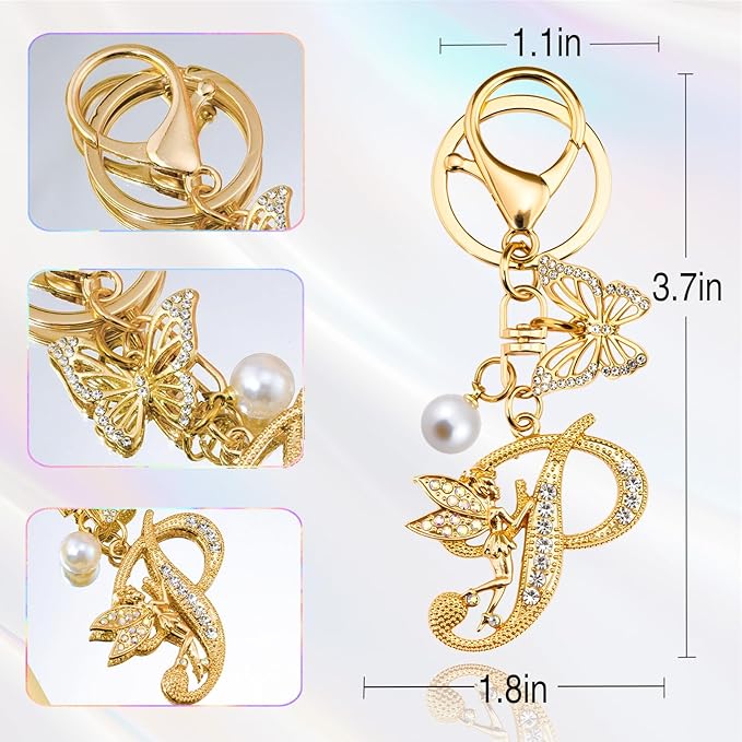 Initial Keychain Bag Charm Women Purse Charms for Handbags Accessories Charm for Wallet Butterfly Pendant for Girls