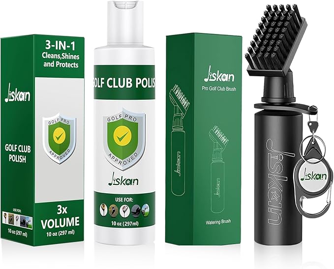 Pro Golf Club Cleaning Kit with Golf Club Cleaner Brush and 10 Oz Golf Club Polish, Cool Golf Accessories Gifts for Men Unique Golf Stuff Golf Bag Accessories Golf Gear