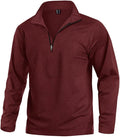 KEFITEVD Men's Quarter Zip Pullover Fleece Lined Long Sleeve Golf Shirt 1/4 Zip Sweatshirts Thermal Winter Sweaters