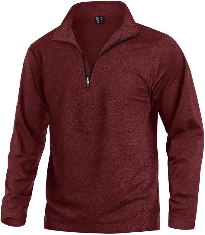 KEFITEVD Men's Quarter Zip Pullover Fleece Lined Long Sleeve Golf Shirt 1/4 Zip Sweatshirts Thermal Winter Sweaters
