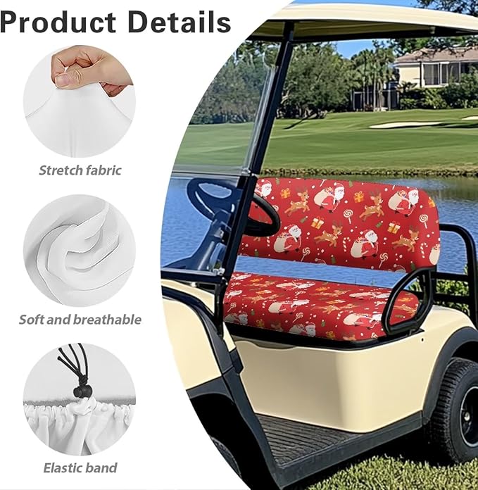 Golf Cart Seat Covers, Universal Fit & Nonskid Bottom Fits for Club Car 2 Person Seats Golf Carts