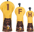 Golf Club Head Cover Golf Head Cover Driver Headcover Fairway Wood Headcover Hybrid Club Head Cover Golf Blade Mallet Putter Cover Beer Bear