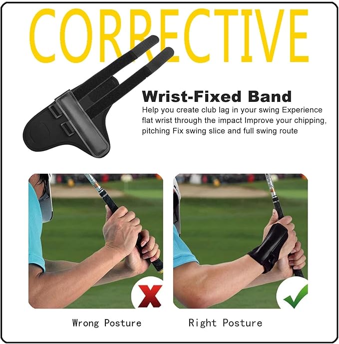 5Pcs Golf Swing Trainer Set, Swing Correcting Arm Band, Wrist Fixed Band and Leg Rod Corrector, PVC Neoprene Posture Correction Training Aid for Golfers, Includes Arm Band