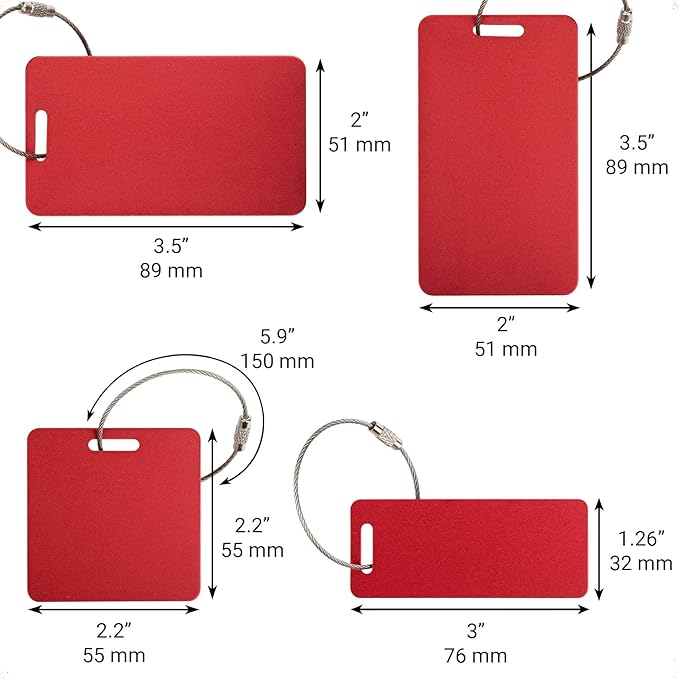 Personalized Luggage Tags for Suitcases Custom Metal Name Tags for Backpacks Bags Travel - Horizontal (Lakeblue)