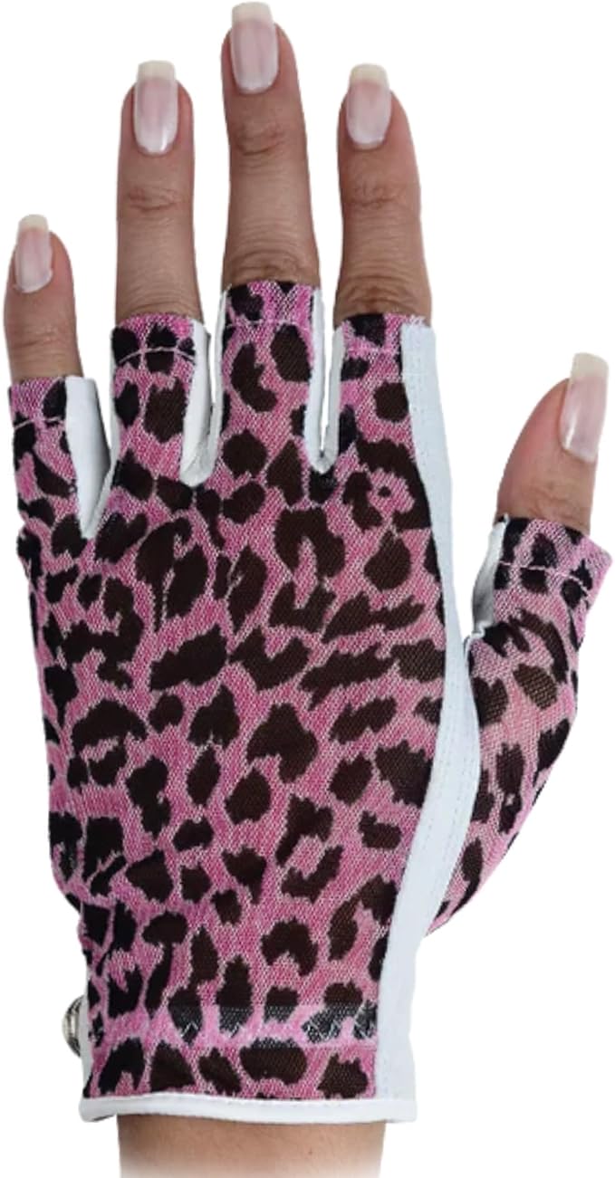 Animal Print Solar Tan Fashion Half Glove | UV Protection SPF 10, Breathable & Stylish, Tan-Through Solar Fabric