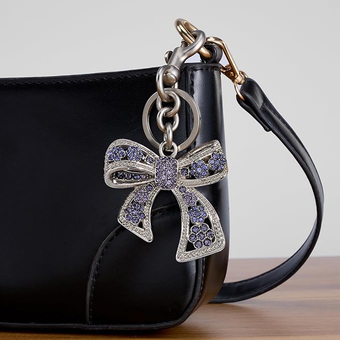 Sparkly Bow Bag Charm Rhinestone Bow Purse Charms Bows Keychain Women Bag Charm for Handbag