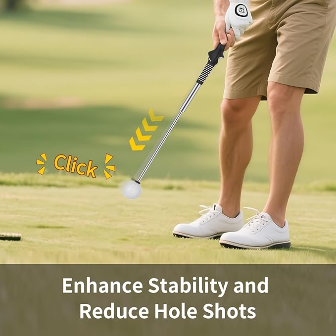 OCES Retractable Golf Swing Trainer Pro-Level, Portable Golf Training Aid with Click Stick for Right & Left-Handed Golf Grip Trainer – Ideal for Beginners Practice & Pre-Round Warm-Up