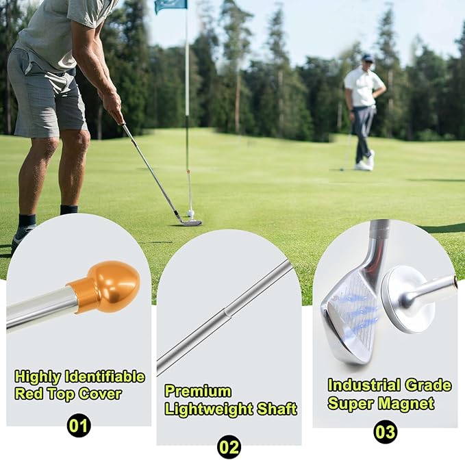 THE GOLFER STORE Golf Alignment Rods, Golf Club Alignment Stick Corrector Magnetic Golf Swing Trainer Aid Help Visualize and Align Your Golf Shot Length Adjustments