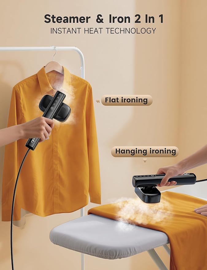 Travel Steamer for Clothes, Portable Handheld Design, Clothing Wrinkles Remover, Strong Penetrating Steam, 1200W Powerful 2 In 1 Steamer & Iron, 100ml Big Capacity, Home, Office, Travel
