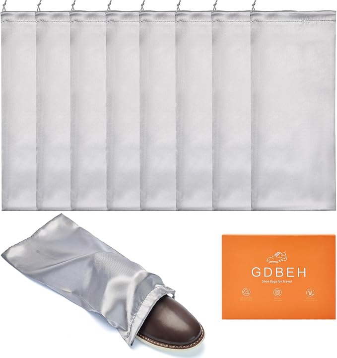 Shoe Dust Bags - 8 Pack Shoe Bags for Travel Satin Fabric with Drawstring Closure,Washable Breathable Cotton Fabric Cloth,for Travel Protecting andStoring Shoes (Grey)