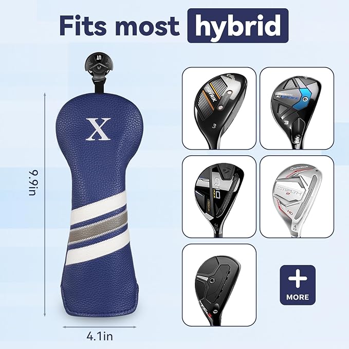 Golf Club Covers, 4pcs or 1pc Golf Head Covers for Woods, Driver, Fairway, Hybrid - Premium PU Leather Golf Club Head Cover with Interchangeable Tags