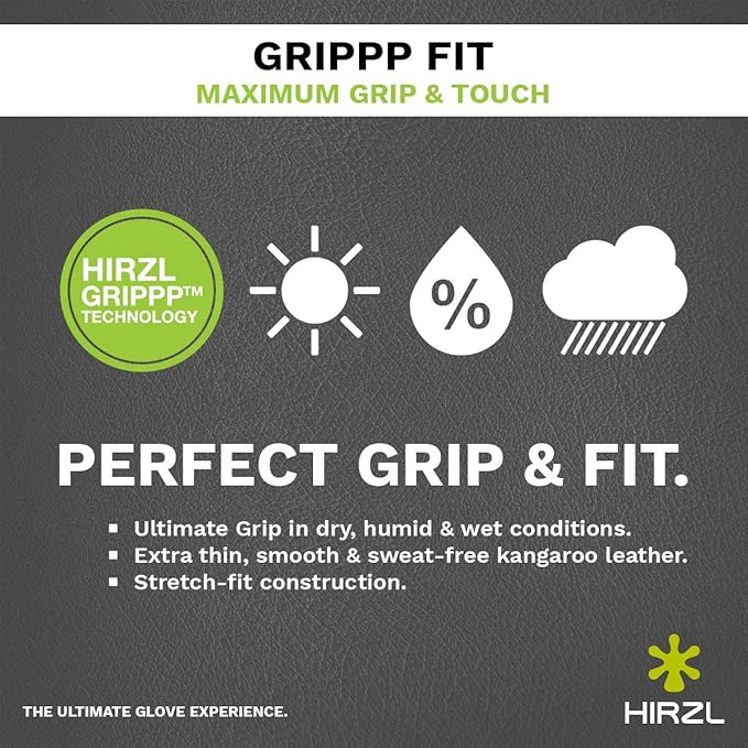 HIRZL GRIPPP FIT Ladies Golf Gloves – All Weather Womens Golf Glove (White/Black) | Kangaroo Leather & Lycra | Ultimate Grip/Wet or Dry | Breathable, Stretch Fit, Sweat Absorbent, Water Repellent
