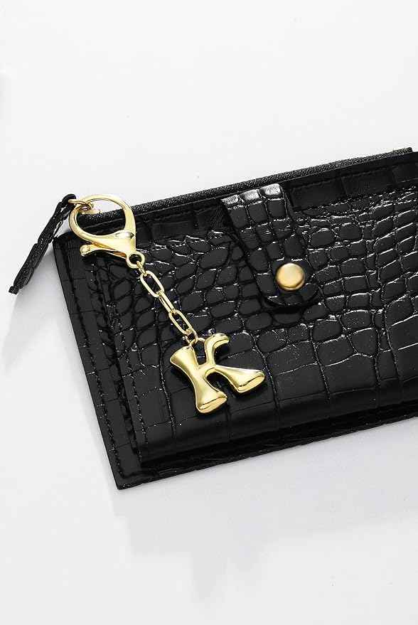 Gold Bubble Initial Keychain Charm for Women Chunky Bag Purse Charms A-Z Letter Key Chains for Handbag Accessories