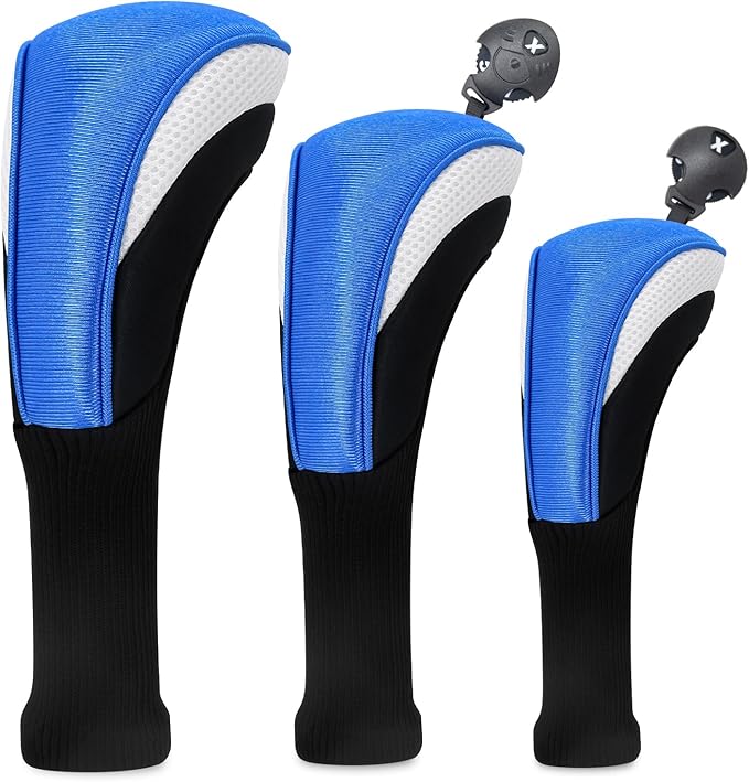 Golf Head Covers for Fairway Woods Driver Hybrids 5 Pieces Nylon Mesh Sports Fan Golf Club Headcovers-Golf Accessories for Men Women.