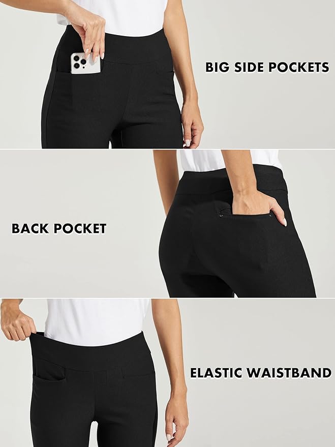 WILLIT Women's Golf Pants 3 Pockets Stretch Casual Pull on Pants Quick Dry Hiking Travel Pants