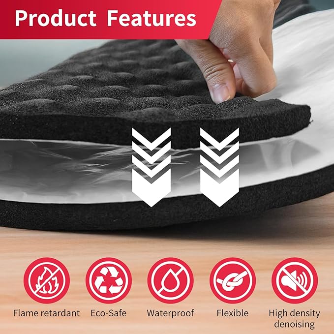 20mm Thick self-Adhesive Sound Acoustic Panels Wave Foam Proof Padding Soundproofing Eggcrate Design Car Heatproof Noise Deadener Mat for Studio, Walls, Doors, 33"x13" 3sqft