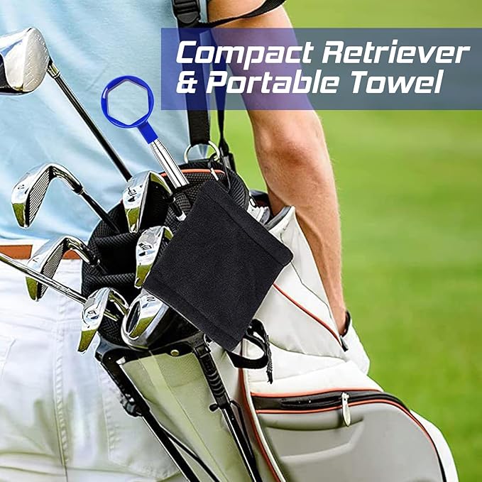 Golf Ball Retriever Telescopic 9FT – Stainless Steel Shaft, Unbreakable Nylon Head Retriever for Water, Golf Accessories & Ideal Gift for Men