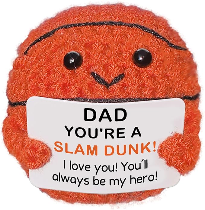 Mini Handmade Crochet Basketball for Dad from Daughter, Son or Wife, Cool Christmas & Birthday Present for Dad Father Daddy New Dads, Stocking Stuffer Ideas