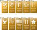 Personalized Metal Luggage Tags, Custom Suitcase Aluminum Name Tags with 5.9in Steel Ring, Laser Engraved Text and Logo, for Travel Gift, Baggage, Golf Bag (Golden)