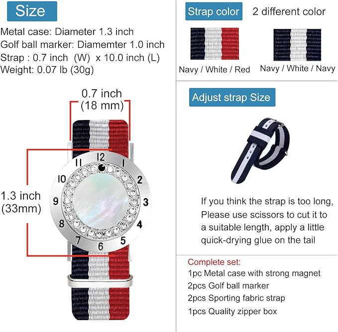 Golf Ball Marker with Golf Stroke Counter Bracelet, Pearl Crystal Ball Marker, Golf Accessories, Golf Gifts, Golf Counters for Women