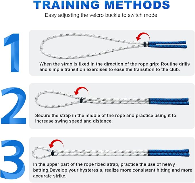 THE GOLFER STORE Golf Rope Swing Trainer Golf Swing Training Aid - Portable Golf Rope for Improving Swing Speed, Tempo and Power for All Levels of Warm-Up Practice Equipment