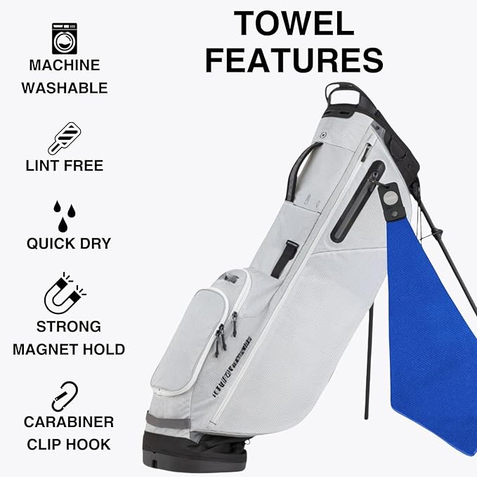Magnetic Golf Towels for Golf Bags with Clip & Ultra Strong Magnet - Waffle Weave Microfiber Towel for Secure Hold on Bags & Carts - Ideal Club Cleaner & Accessories - Bright Blue