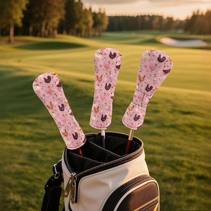 Golf Club Head Covers for Club Protective, Waterproof PU Leather Driver Fairway Wood Hybrid Head Cover