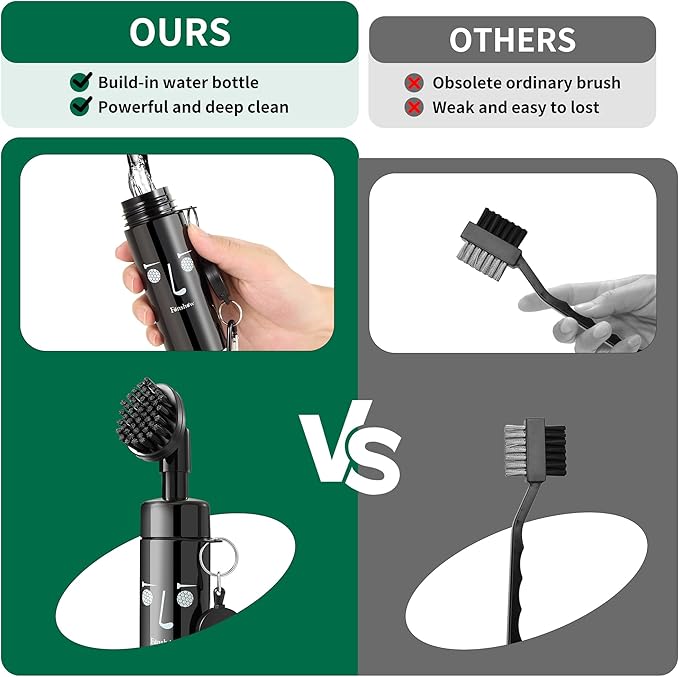 Golf Club Cleaner with Water Bottle - Portable Brush System with Retractable Lanyard & Easy Clip, On-The-Go Club Cleaning Tool for Golf Bag & Belt Loop