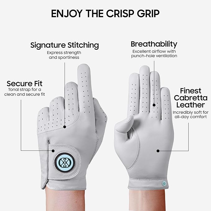 CLAPLEY Women’s Golf Glove – Premium Cabretta Leather with Magnetic Ball Marker, Breathable Design, Good Elasticity, Precious Gift for Golfers, Super Soft Feel, Left and Right Hand, Secure Fit
