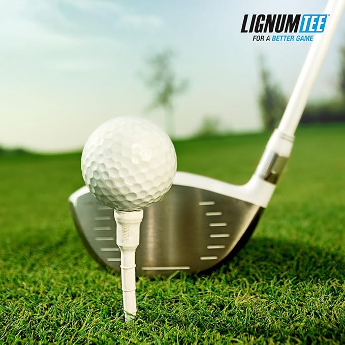 LIGNUM Tee - Classic Golf Tees - Sports Golf Tees - Anti Spin Head, Bio-Based Micro Wood, 50x Durable
