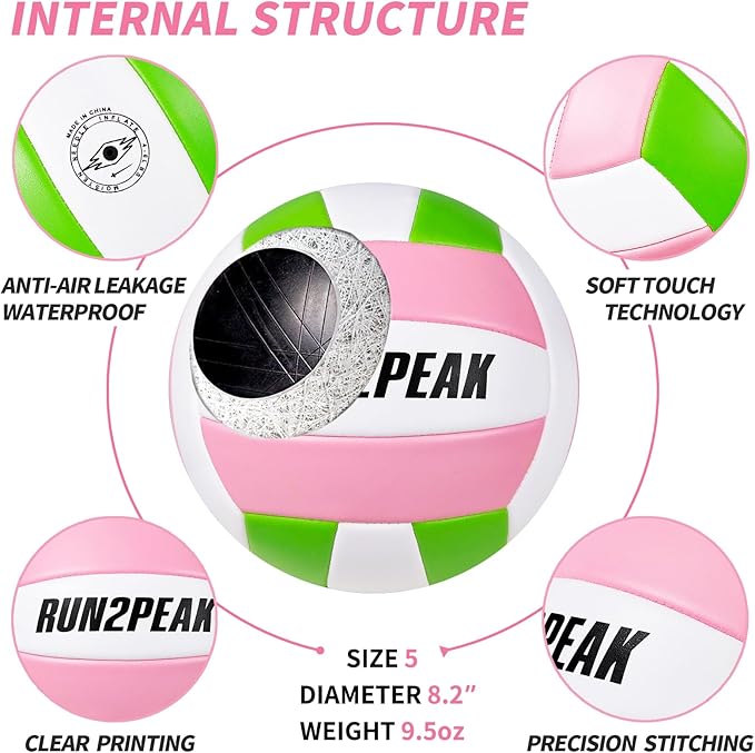 Soft Touch Volleyball Ball Gifts for Teen Girls Kids Youth Team Beginners Durable Volleyballs for Outdoor Indoor Beach Pool Water Play Official Size 5 Training Practice Volley Ball