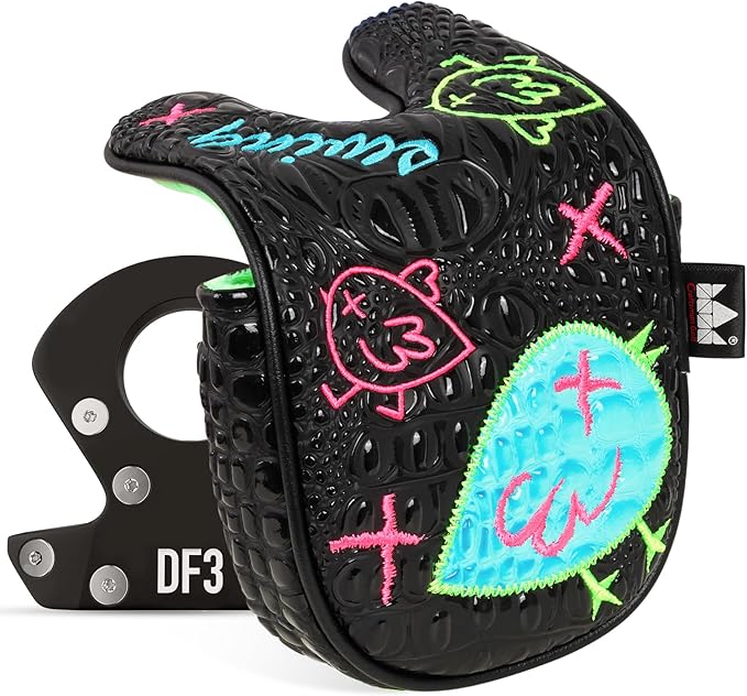 Craftsman Golf DF3 Putter Cover Golf Headcover Center Shaft Birdie Design OZ1 Headcover Mallet Putter Cover with Magnetic Closure for Driver Mid Mallet Putter Heel Shafted