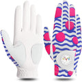 FINGER TEN Stylish Golf Gloves Women with Ball Marker 1 Pack for Left or Right Hand, Breathable Glove with Fashion Patterns for Ladies Right Left Handed Golfer