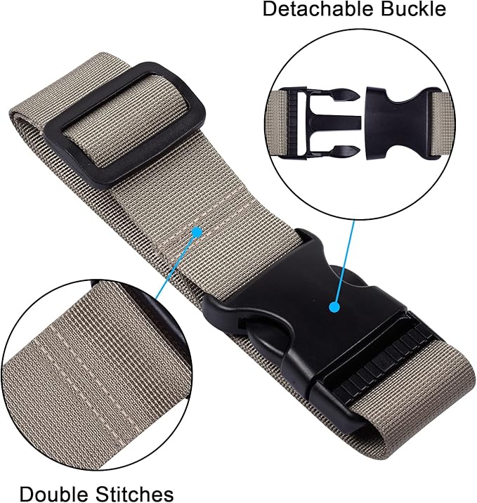 Wisdompro 2 Pcs Add a Bag Luggage Strap, Heavy Duty Adjustable Suitcase Belt Travel Attachment Travel Accessories for Connecting Your Luggage Together - Khaki
