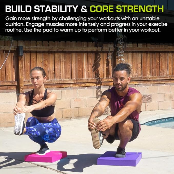 ProsourceFit Exercise Balance Pad – Non-Slip Cushioned Foam Mat & Knee Pad for Fitness and Stability Training, Yoga, Physical Therapy 15.5”x12.75”, Pink