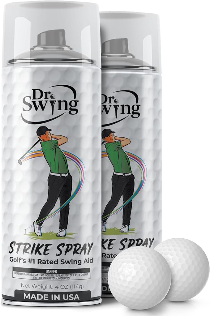 Dr. Swing Golf Impact Spray｜2 Pack｜ Club Spray for Ball Contact Training｜Quick Drying Strike Formula｜Easy Wipe Design｜Men Stocking Stuffer Golf Gift for Christmas, Dad, Brother