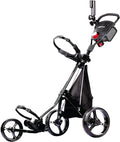 PRECISE Cruiser 3-Wheel Golf Push Cart with Stabilizer Rods & Foot Brake – Lightweight Folding Golf Trolley with Ergonomic Handle, Detachable Storage Bag & Scorecard Holder